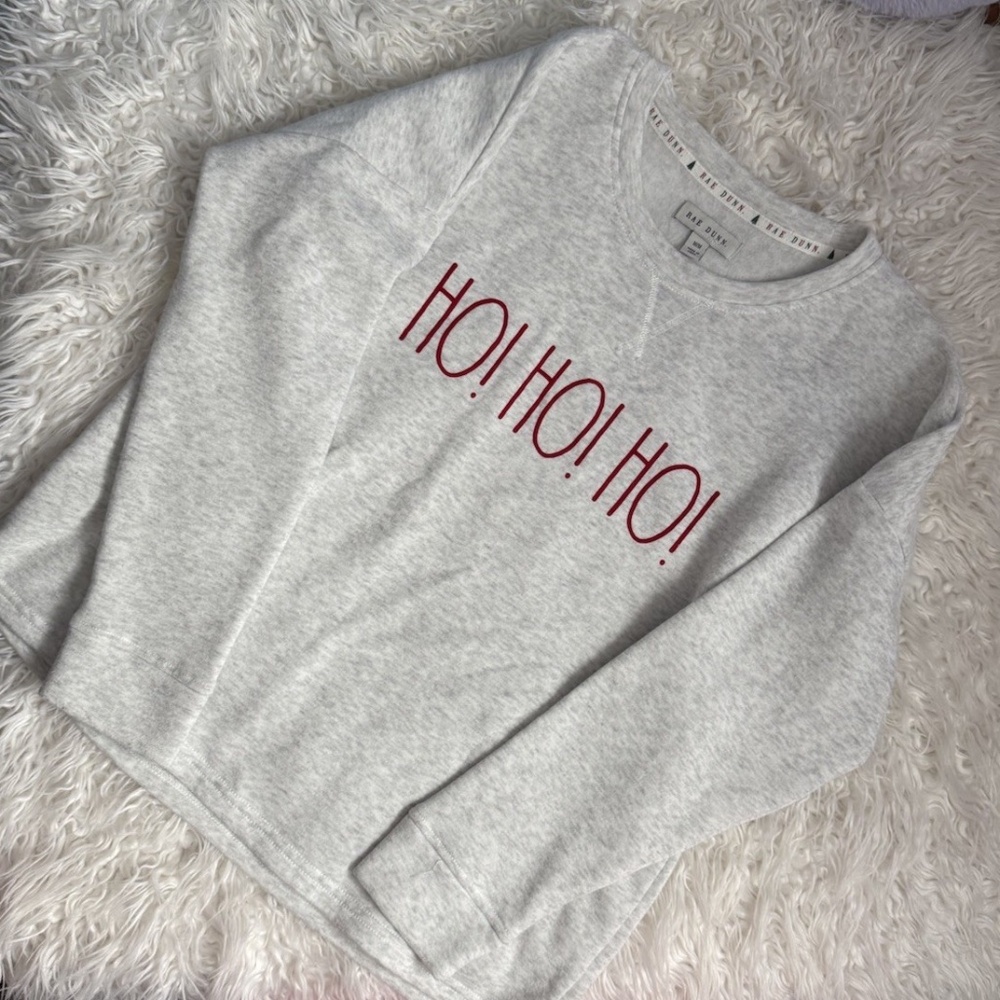 Rae Dunn HO HO HO Pullover Crewneck Sweatshirt Women's Gray MEDIUM M CHRISTMAS